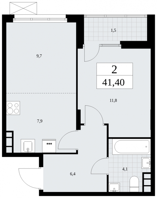 1-комнатная квартира (Студия) в ЖК Бунинские кварталы на 6 этаже в 2 секции. Сдача в 4 кв. 2024 г.