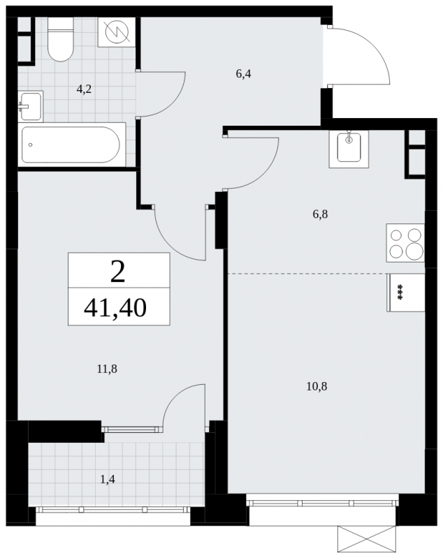2-комнатная квартира в ЖК Бунинские кварталы на 9 этаже в 2 секции. Сдача в 4 кв. 2024 г.