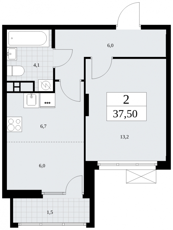 1-комнатная квартира в ЖК Dream Towers на 6 этаже в 4 секции. Дом сдан.