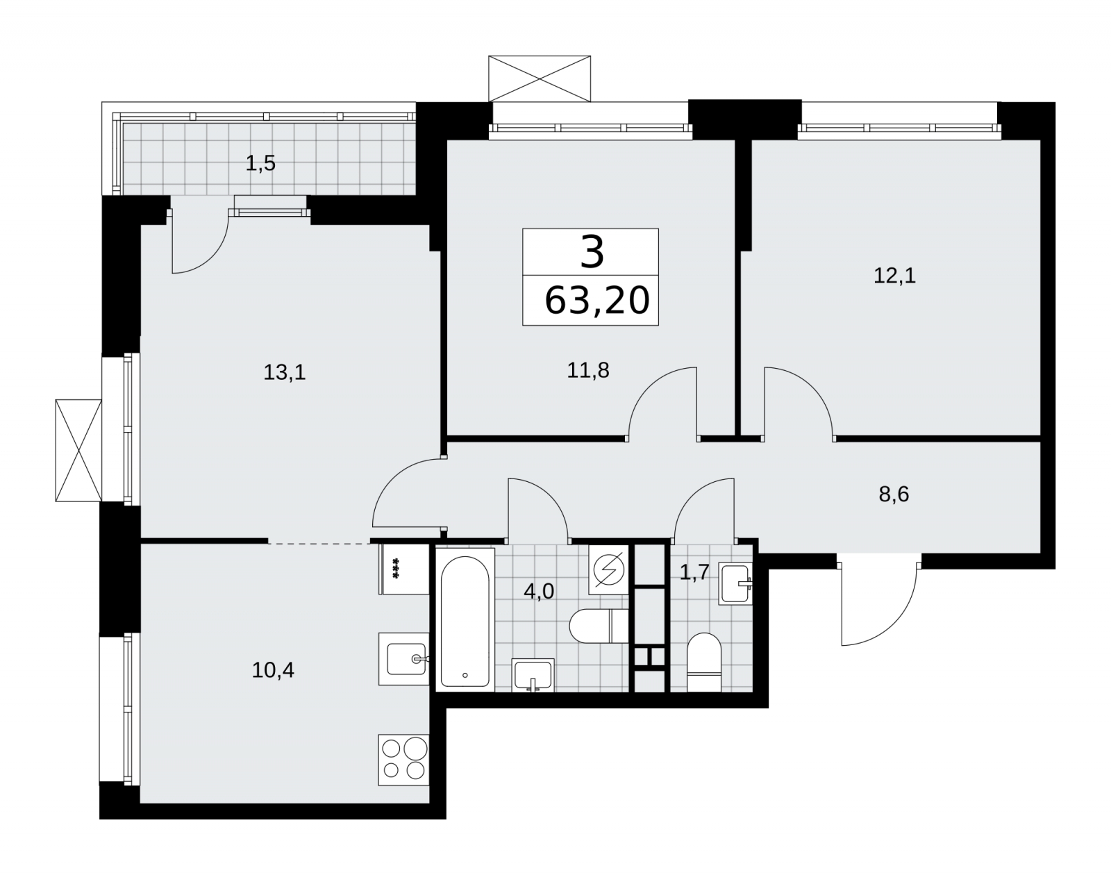 4-комнатная квартира в ЖК MYPRIORITY Dubrovka на 9 этаже в 5 секции. Сдача в 2 кв. 2025 г.
