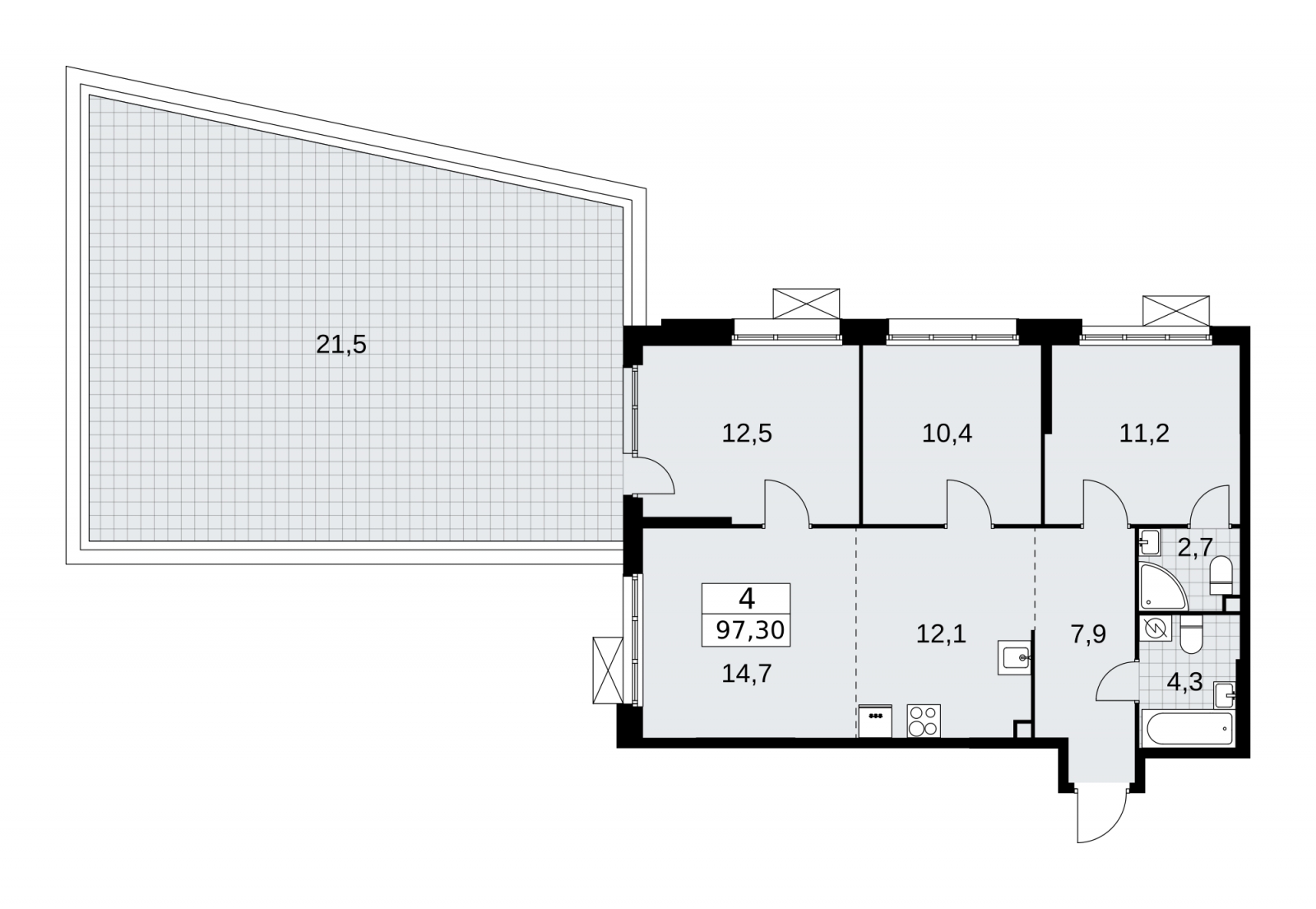 1-комнатная квартира (Студия) с отделкой в ЖК Зеленая Вертикаль на 19 этаже в 1 секции. Сдача в 1 кв. 2023 г.