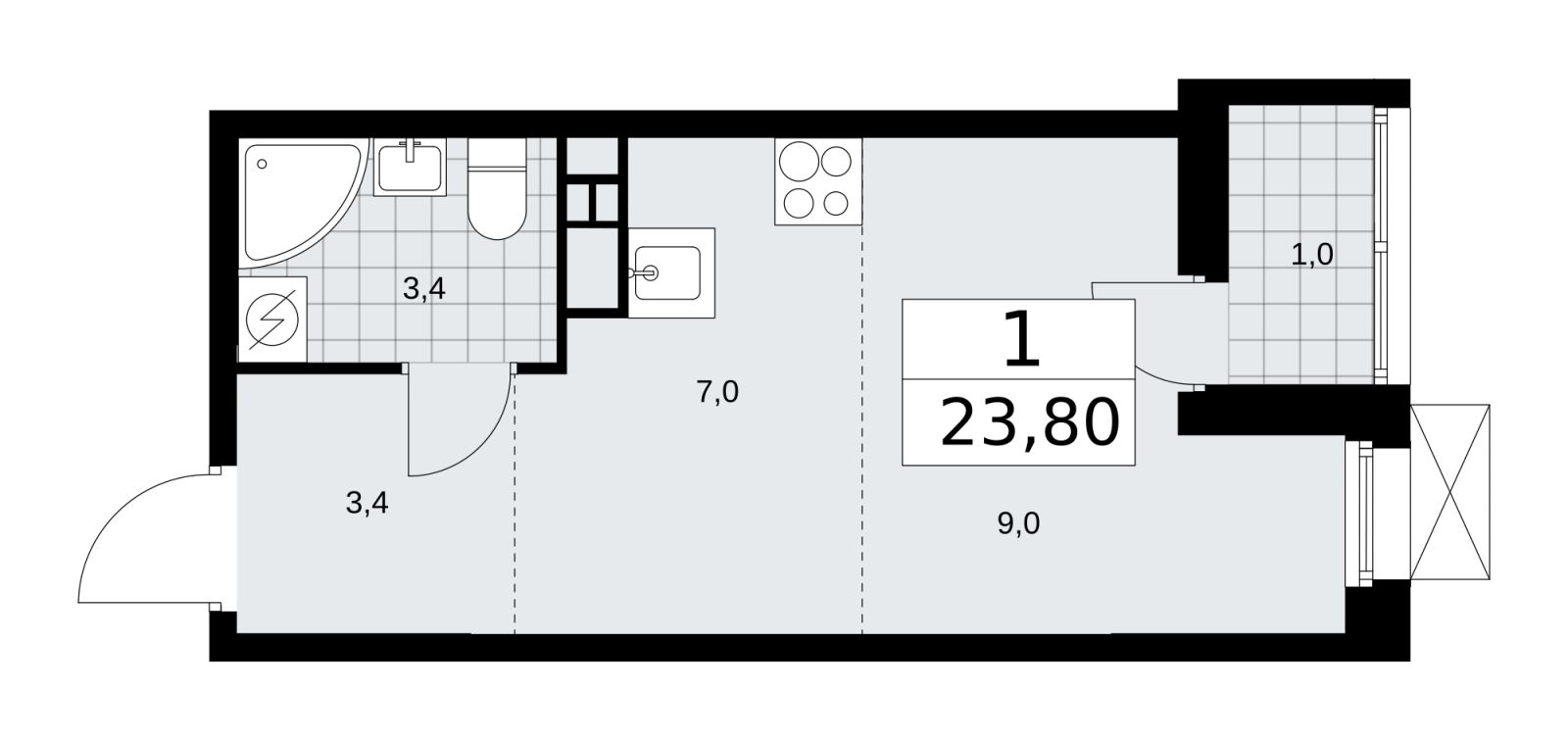 1-комнатная квартира в ЖК Бунинские кварталы на 6 этаже в 5 секции. Сдача в 4 кв. 2024 г.