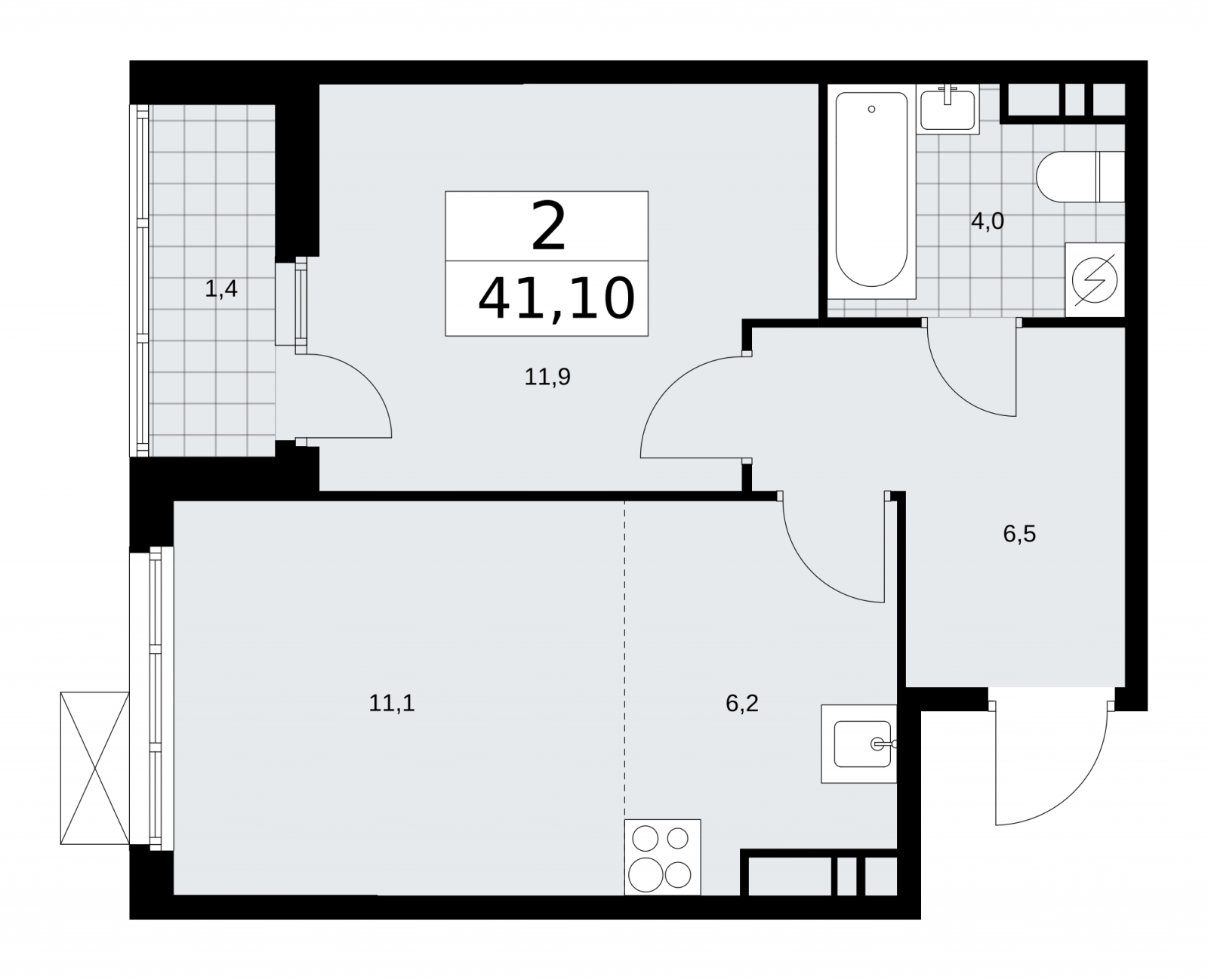 1-комнатная квартира (Студия) в ЖК Бунинские кварталы на 17 этаже в 1 секции. Сдача в 4 кв. 2024 г.