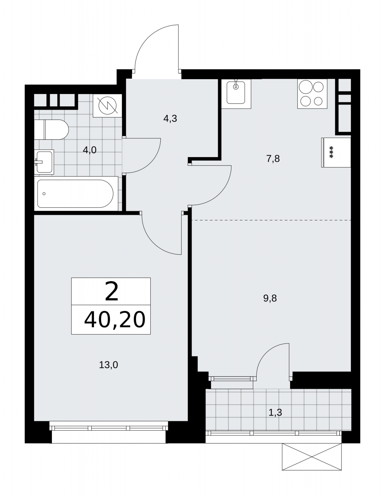 2-комнатная квартира с отделкой в ЖК Бунинские кварталы на 15 этаже в 1 секции. Сдача в 1 кв. 2026 г.