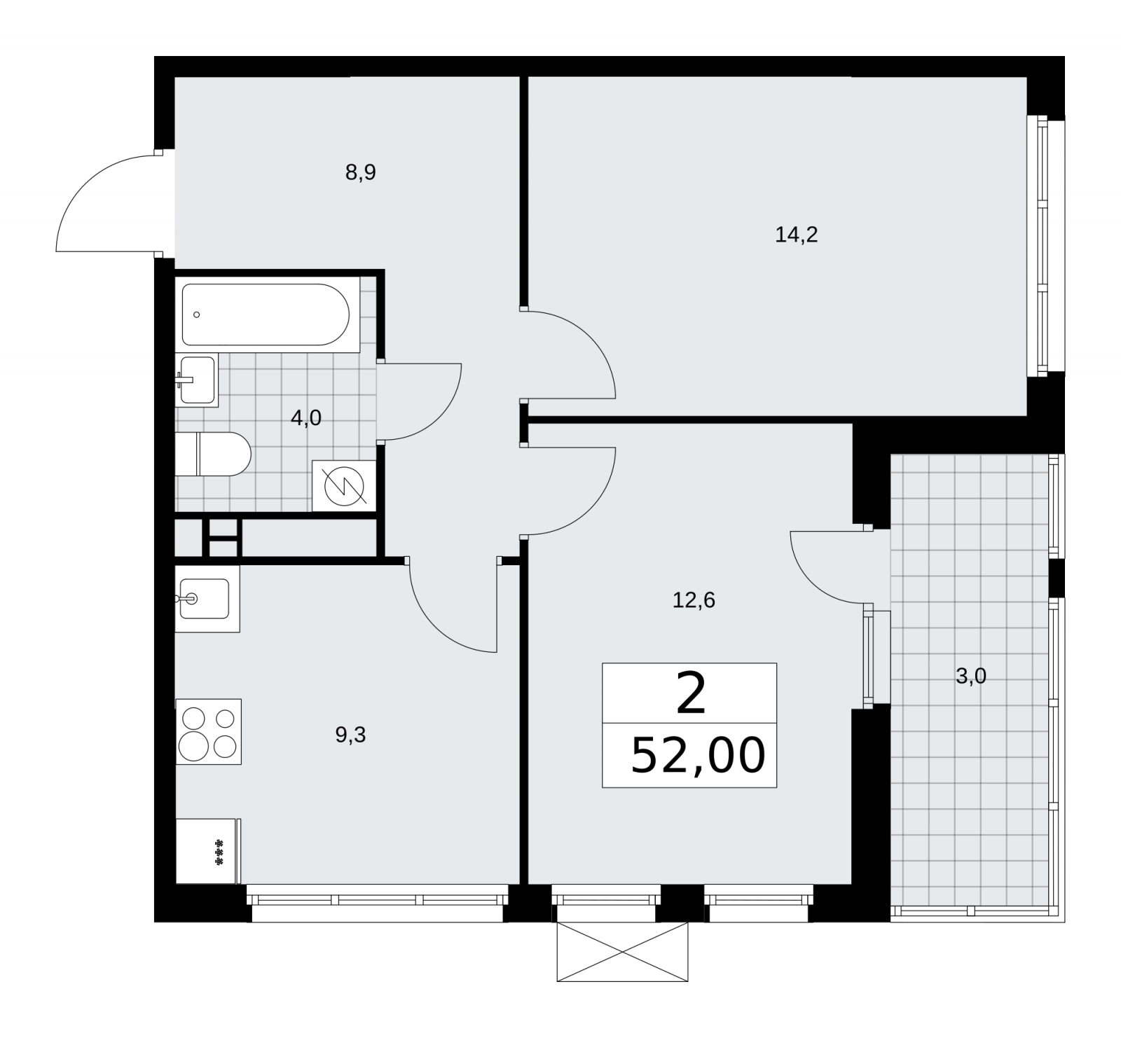 3-комнатная квартира с отделкой в ЖК Бунинские кварталы на 2 этаже в 4 секции. Сдача в 4 кв. 2024 г.