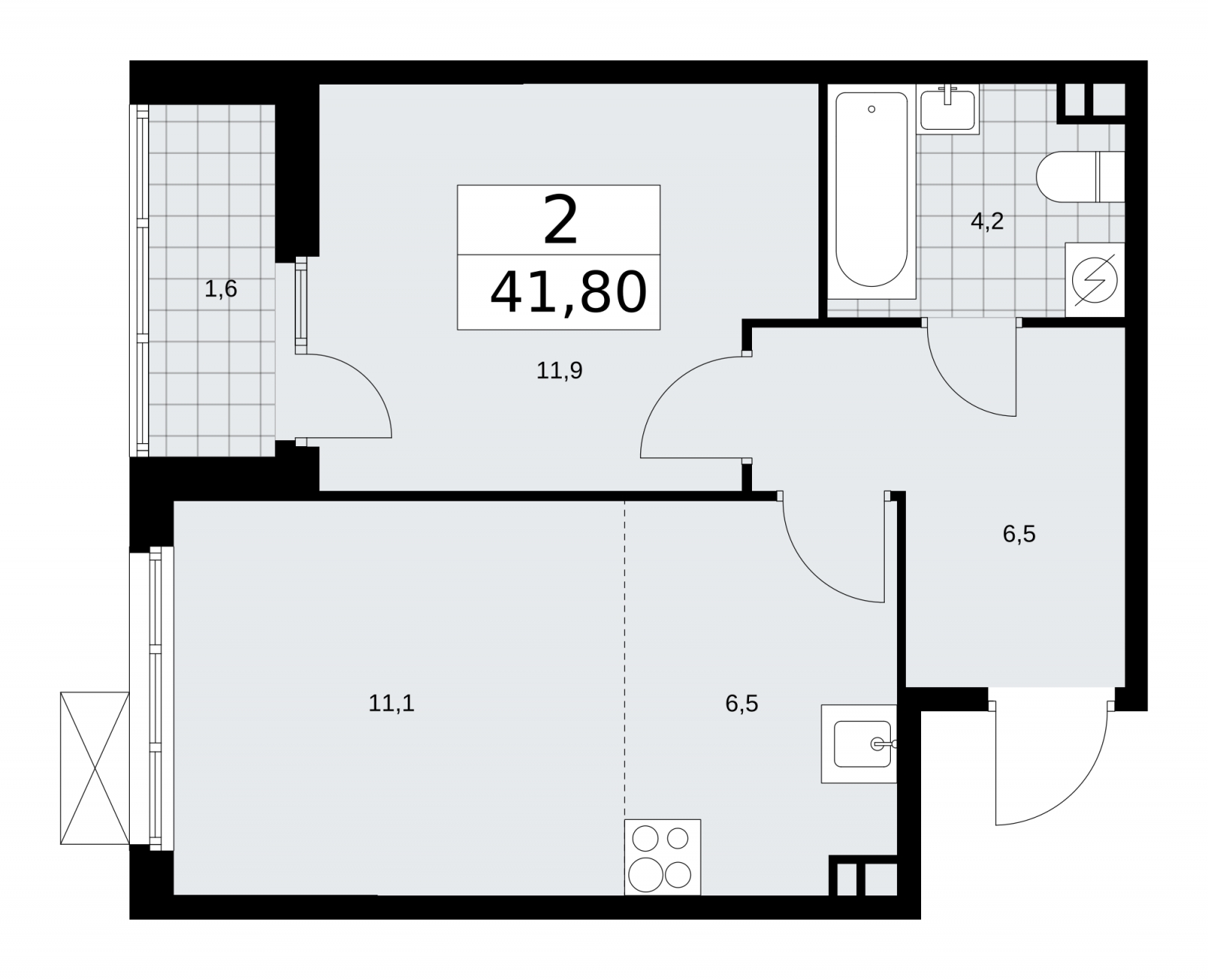 1-комнатная квартира в ЖК Бунинские кварталы на 14 этаже в 6 секции. Сдача в 4 кв. 2024 г.