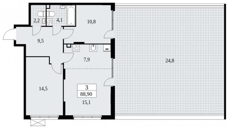 4-комнатная квартира в ЖК Бунинские кварталы на 16 этаже в 7 секции. Сдача в 4 кв. 2024 г.
