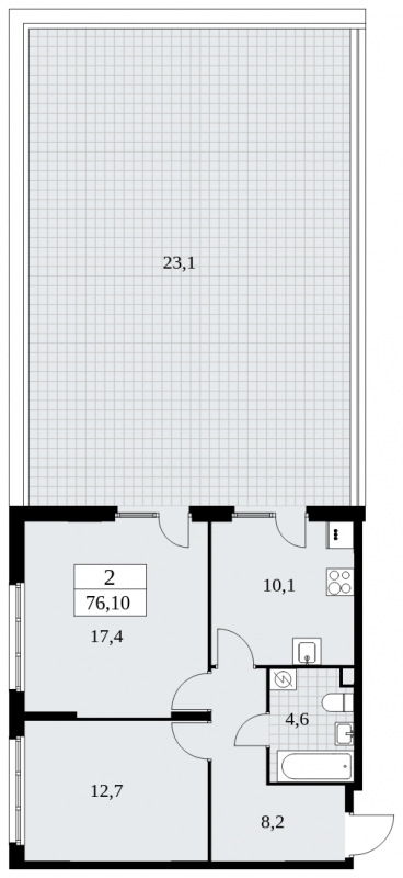 1-комнатная квартира (Студия) в ЖК Бунинские кварталы на 16 этаже в 7 секции. Сдача в 4 кв. 2024 г.
