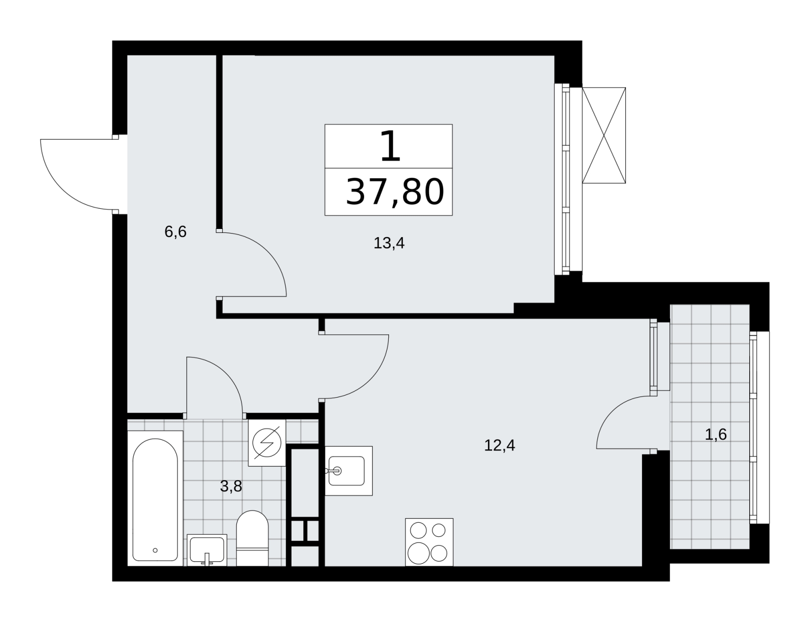 1-комнатная квартира в ЖК Бунинские кварталы на 2 этаже в 5 секции. Сдача в 4 кв. 2024 г.