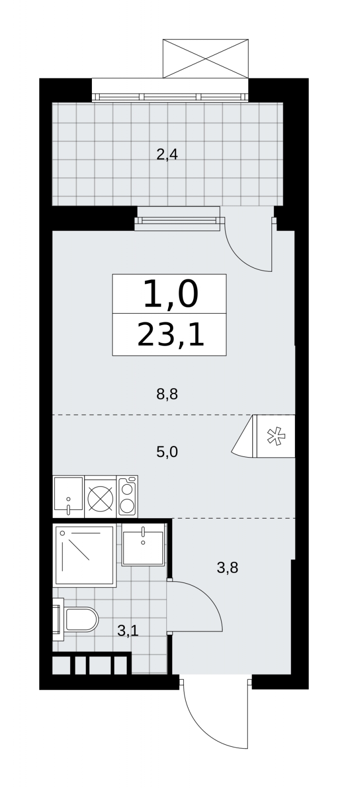 2-комнатная квартира с отделкой в ЖК Бунинские кварталы на 4 этаже в 1 секции. Сдача в 1 кв. 2026 г.