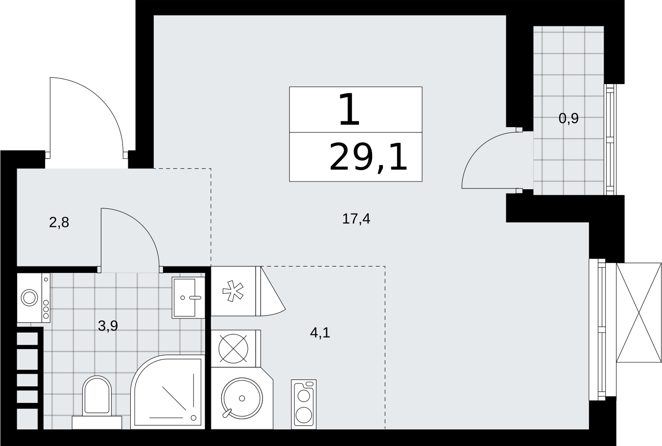 4-комнатная квартира с отделкой в ЖК Бунинские кварталы на 8 этаже в 1 секции. Сдача в 1 кв. 2026 г.