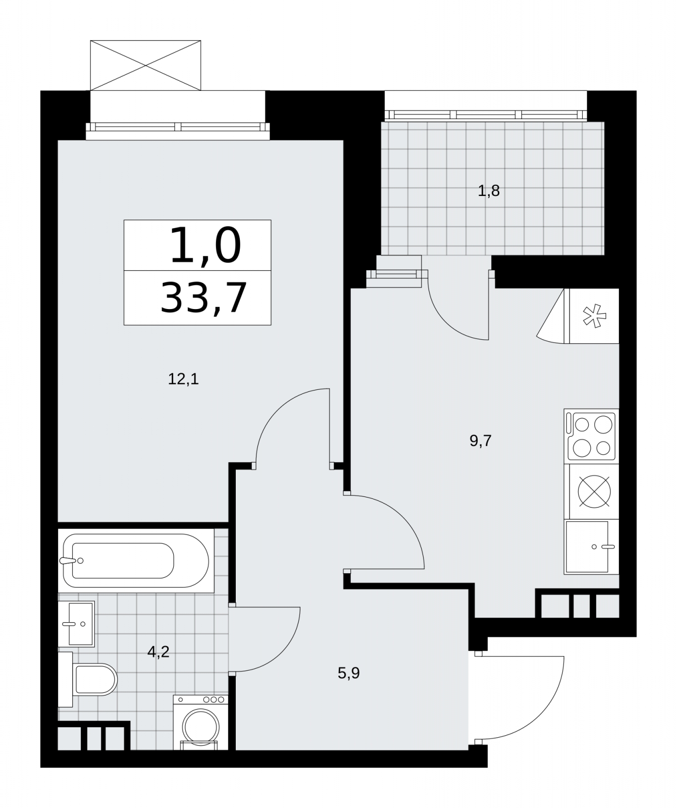 1-комнатная квартира (Студия) с отделкой в ЖК Бунинские кварталы на 17 этаже в 1 секции. Сдача в 4 кв. 2024 г.