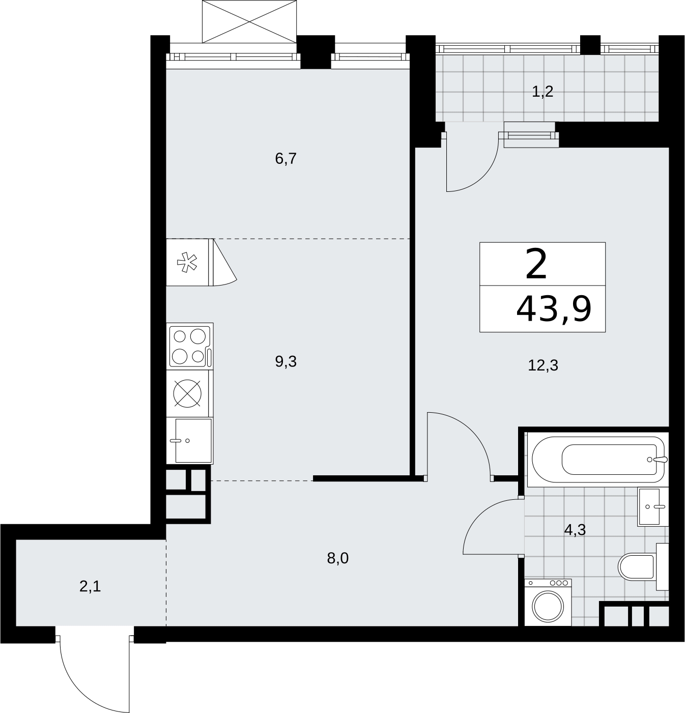 3-комнатная квартира с отделкой в ЖК Бунинские кварталы на 9 этаже в 1 секции. Сдача в 1 кв. 2026 г.