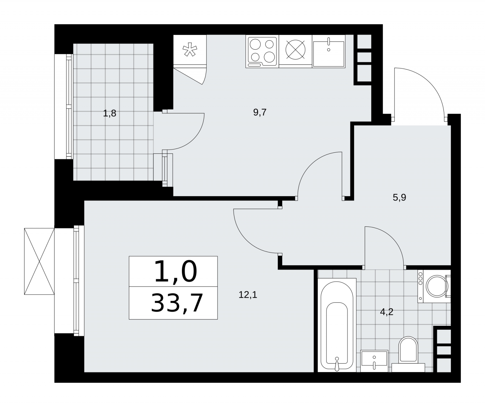 1-комнатная квартира с отделкой в ЖК Бунинские кварталы на 10 этаже в 1 секции. Сдача в 1 кв. 2026 г.