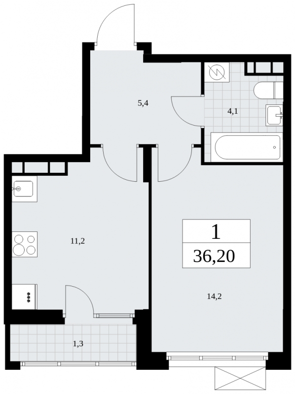 1-комнатная квартира в ЖК Бунинские кварталы на 9 этаже в 2 секции. Сдача в 4 кв. 2024 г.