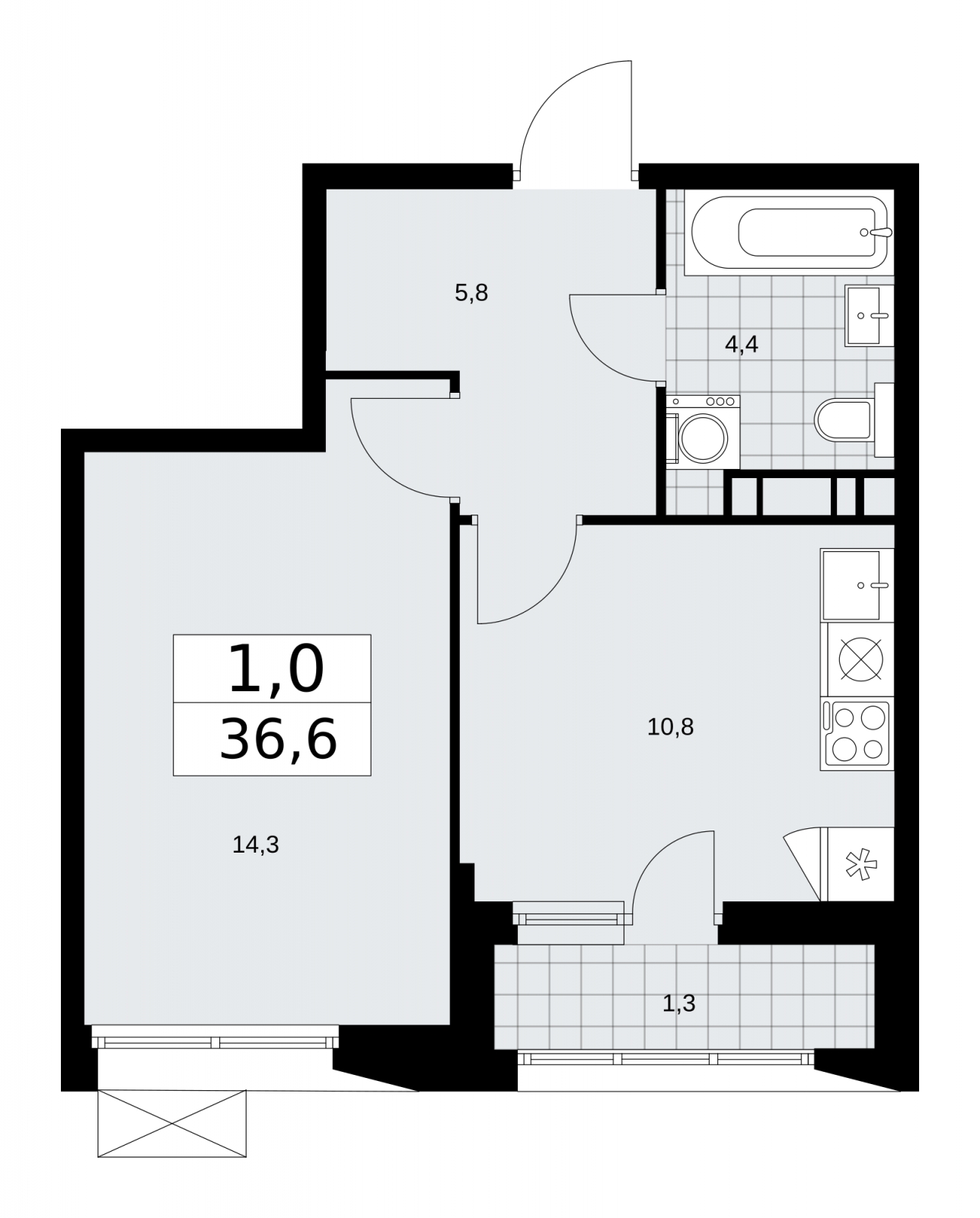 1-комнатная квартира с отделкой в ЖК Бунинские кварталы на 9 этаже в 2 секции. Сдача в 1 кв. 2026 г.
