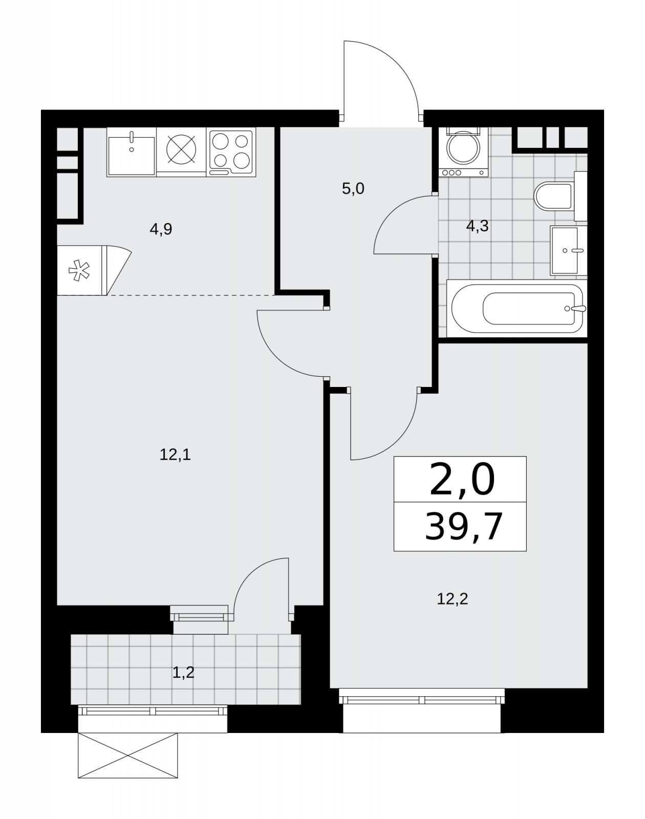 3-комнатная квартира в ЖК Бунинские кварталы на 18 этаже в 1 секции. Сдача в 4 кв. 2025 г.