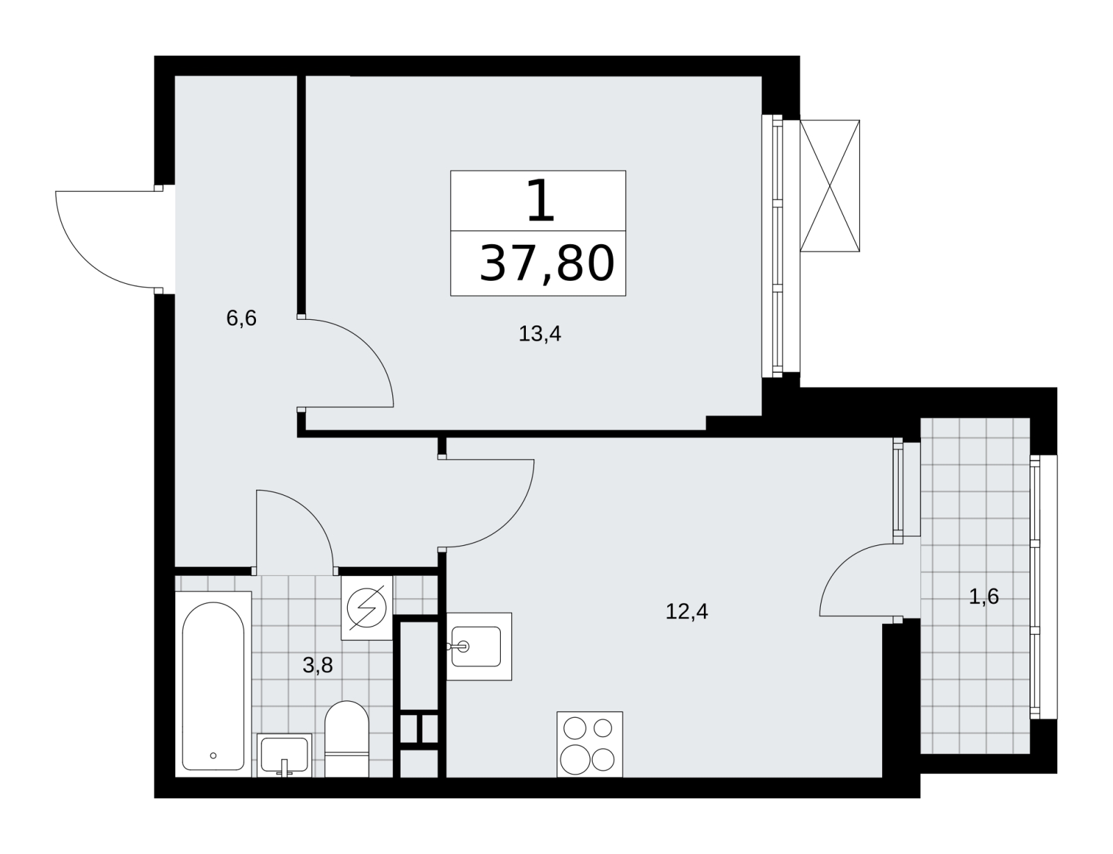 1-комнатная квартира (Студия) в ЖК Сити комплекс «MirrorЗдание» на 13 этаже в 2 секции. Сдача в 4 кв. 2024 г.