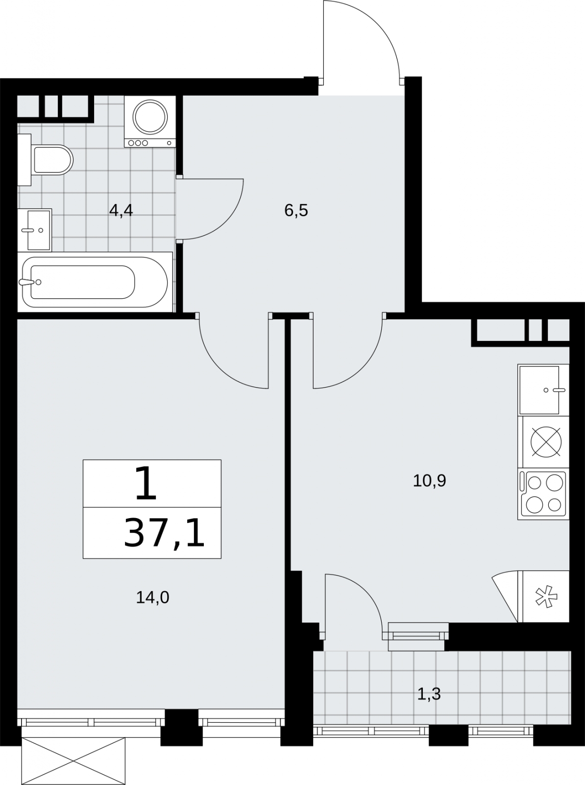 2-комнатная квартира в ЖК Бунинские кварталы на 15 этаже в 1 секции. Сдача в 4 кв. 2024 г.