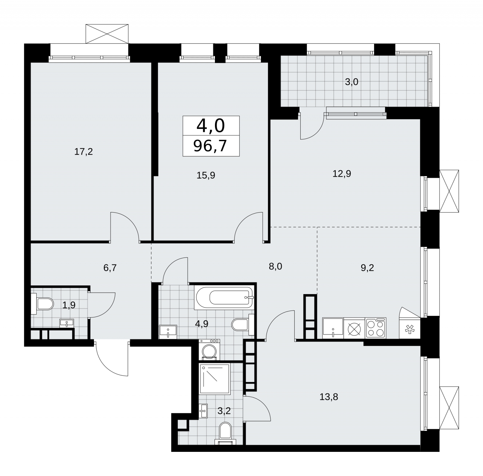 1-комнатная квартира (Студия) в ЖК Бунинские кварталы на 16 этаже в 1 секции. Сдача в 4 кв. 2024 г.