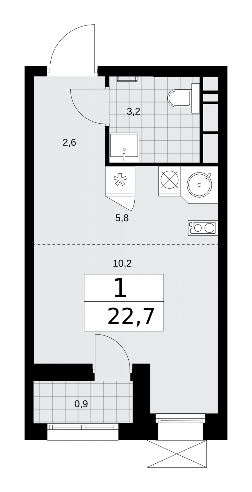 2-комнатная квартира в ЖК Dream Towers на 6 этаже в 3 секции. Дом сдан.