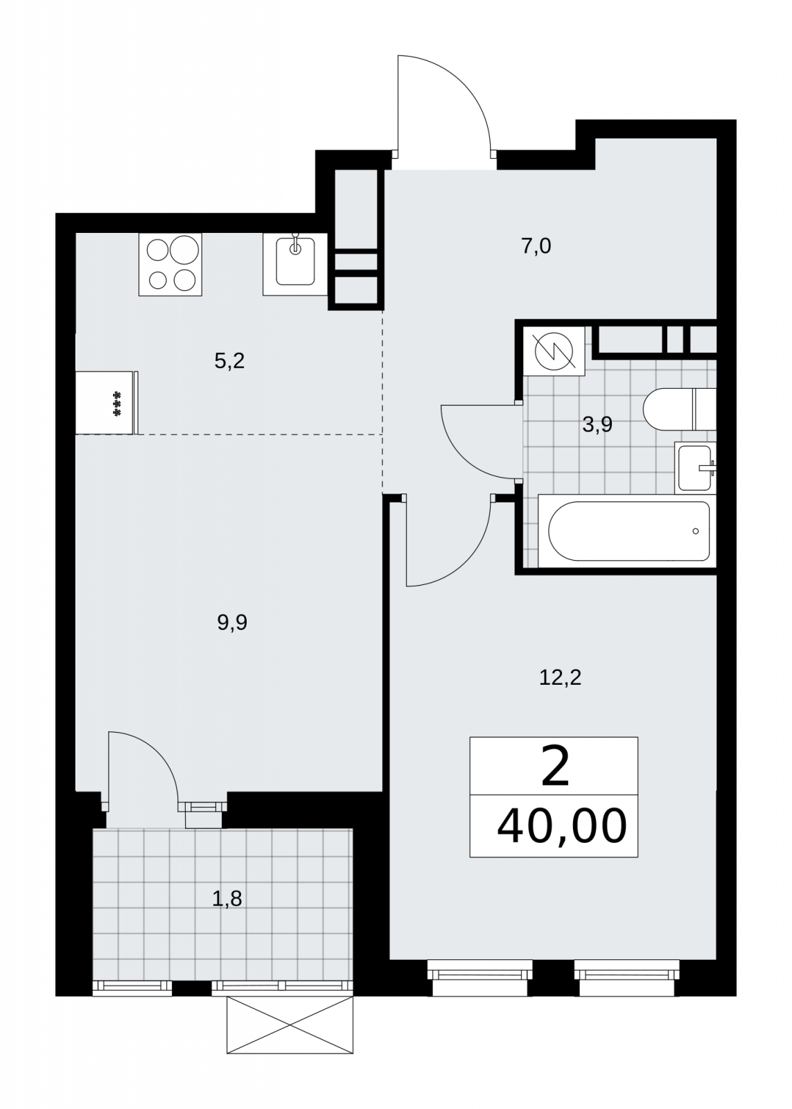 2-комнатная квартира с отделкой в ЖК GloraX Aura Василеостровский на 6 этаже в 1 секции. Сдача в 1 кв. 2025 г.