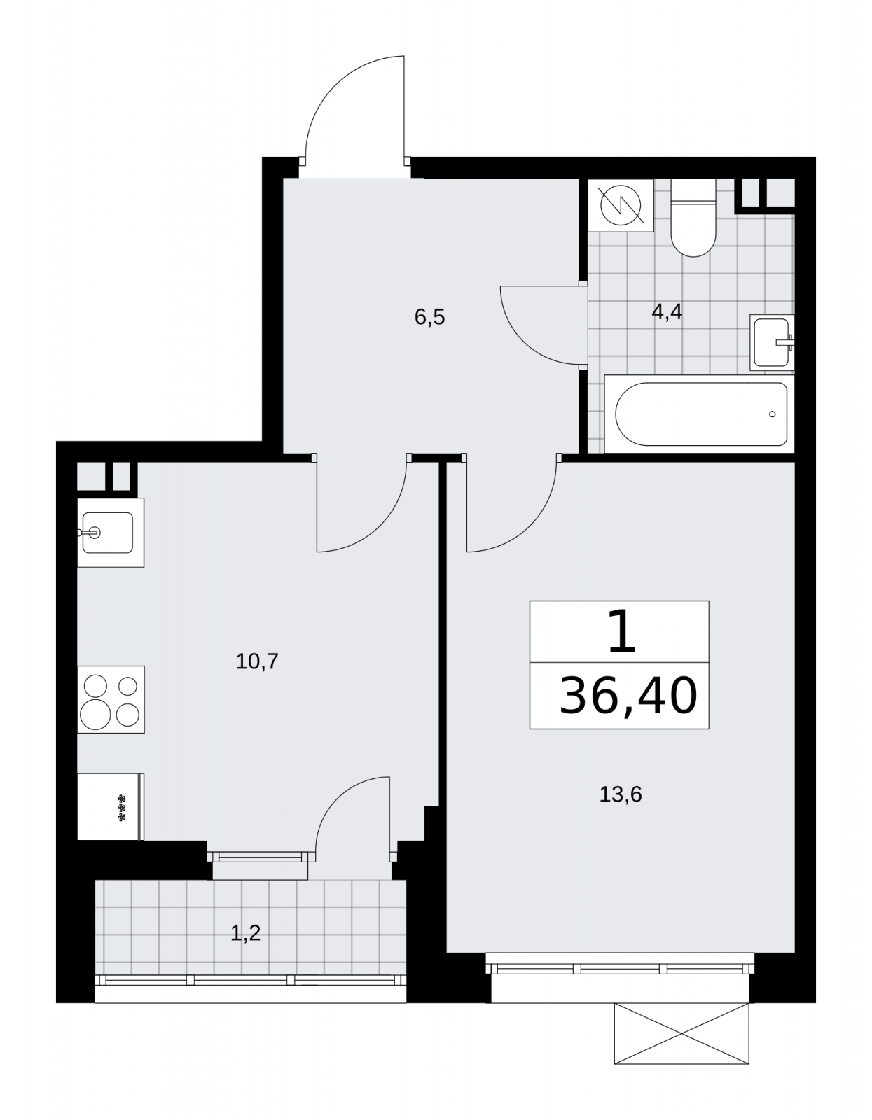 1-комнатная квартира в ЖК Бунинские кварталы на 7 этаже в 2 секции. Сдача в 4 кв. 2025 г.