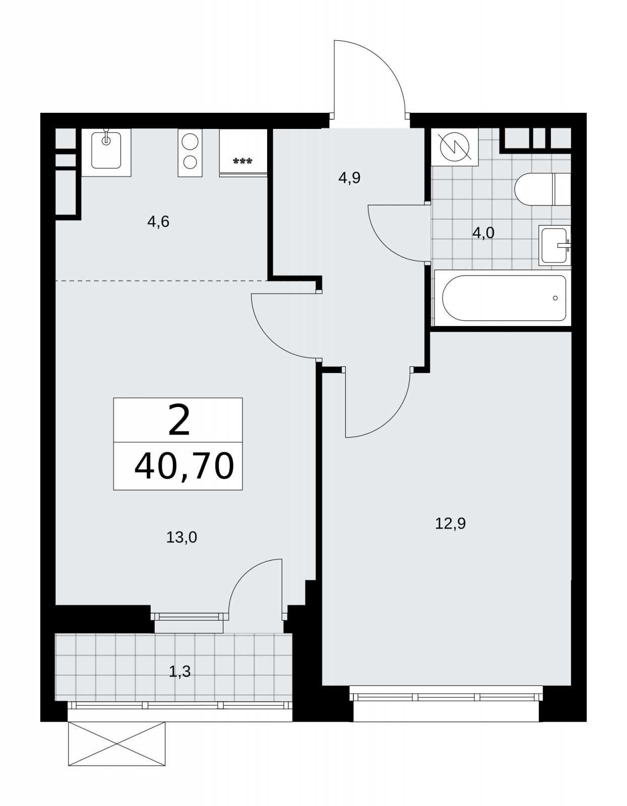 4-комнатная квартира в ЖК Бунинские кварталы на 2 этаже в 1 секции. Сдача в 3 кв. 2025 г.