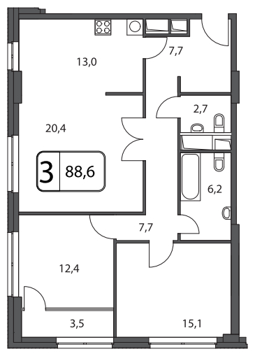 1-комнатная квартира с отделкой в ЖК Лучи на 11 этаже в 1 секции. Сдача в 3 кв. 2024 г.