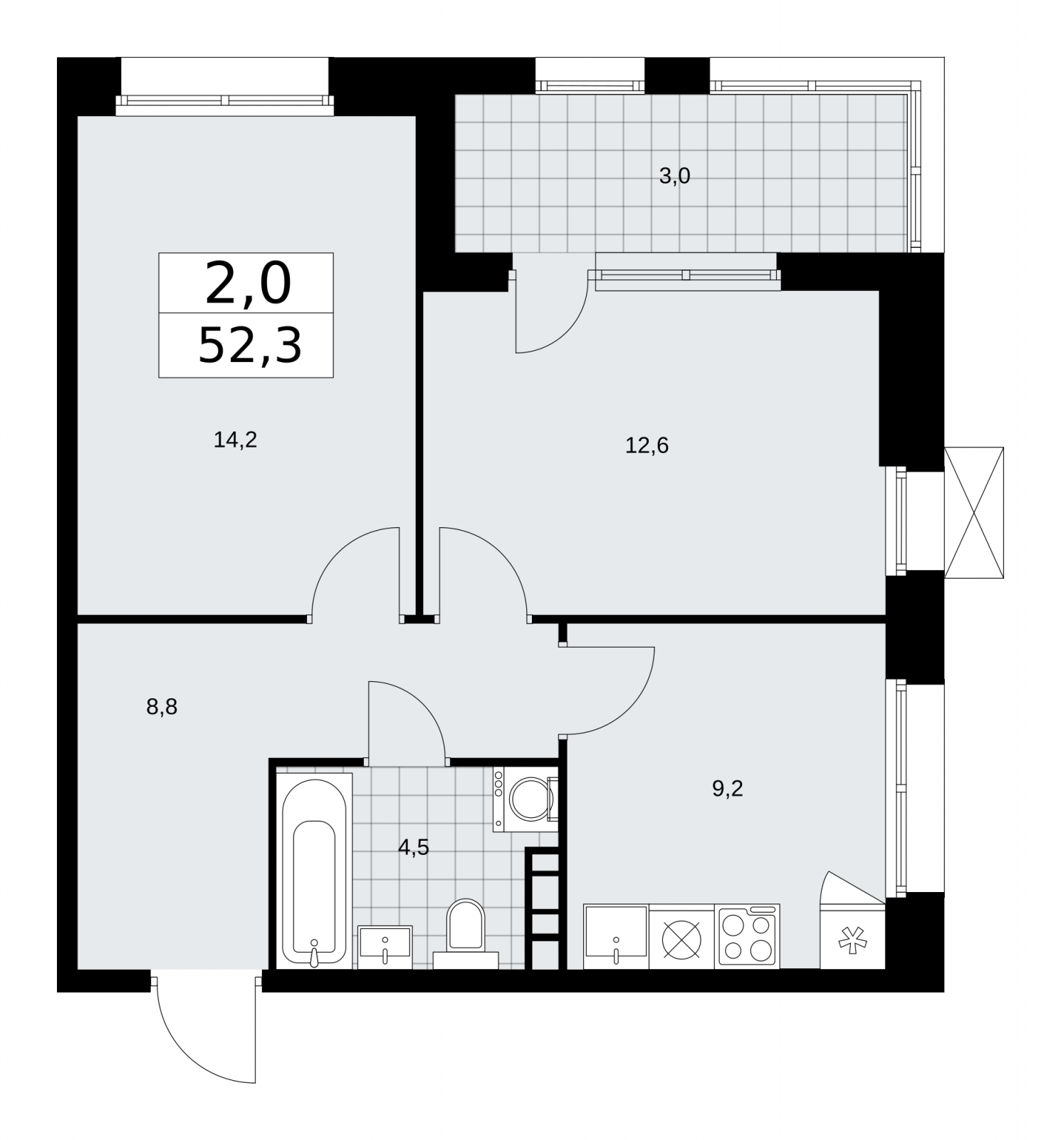 1-комнатная квартира в ЖК Бунинские кварталы на 2 этаже в 1 секции. Сдача в 4 кв. 2025 г.