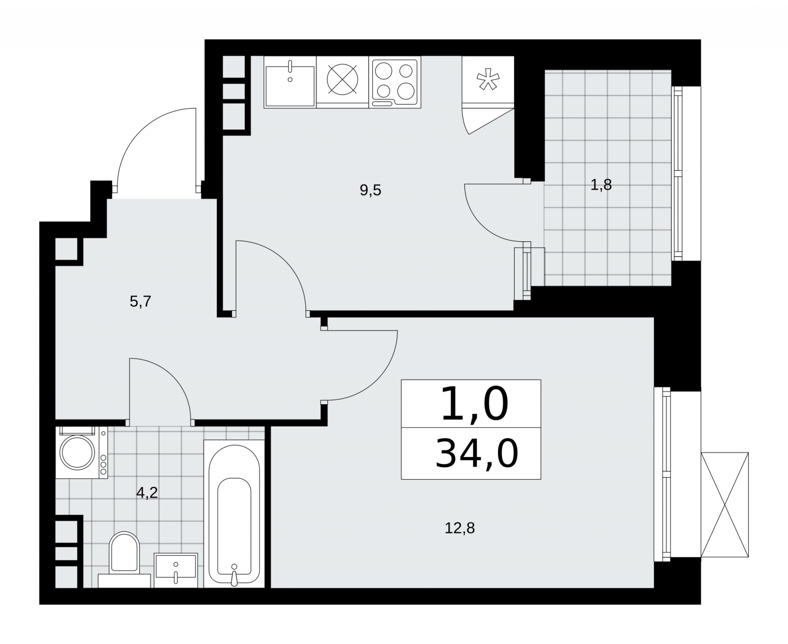 1-комнатная квартира с отделкой в ЖК Бунинские кварталы на 8 этаже в 1 секции. Сдача в 4 кв. 2025 г.
