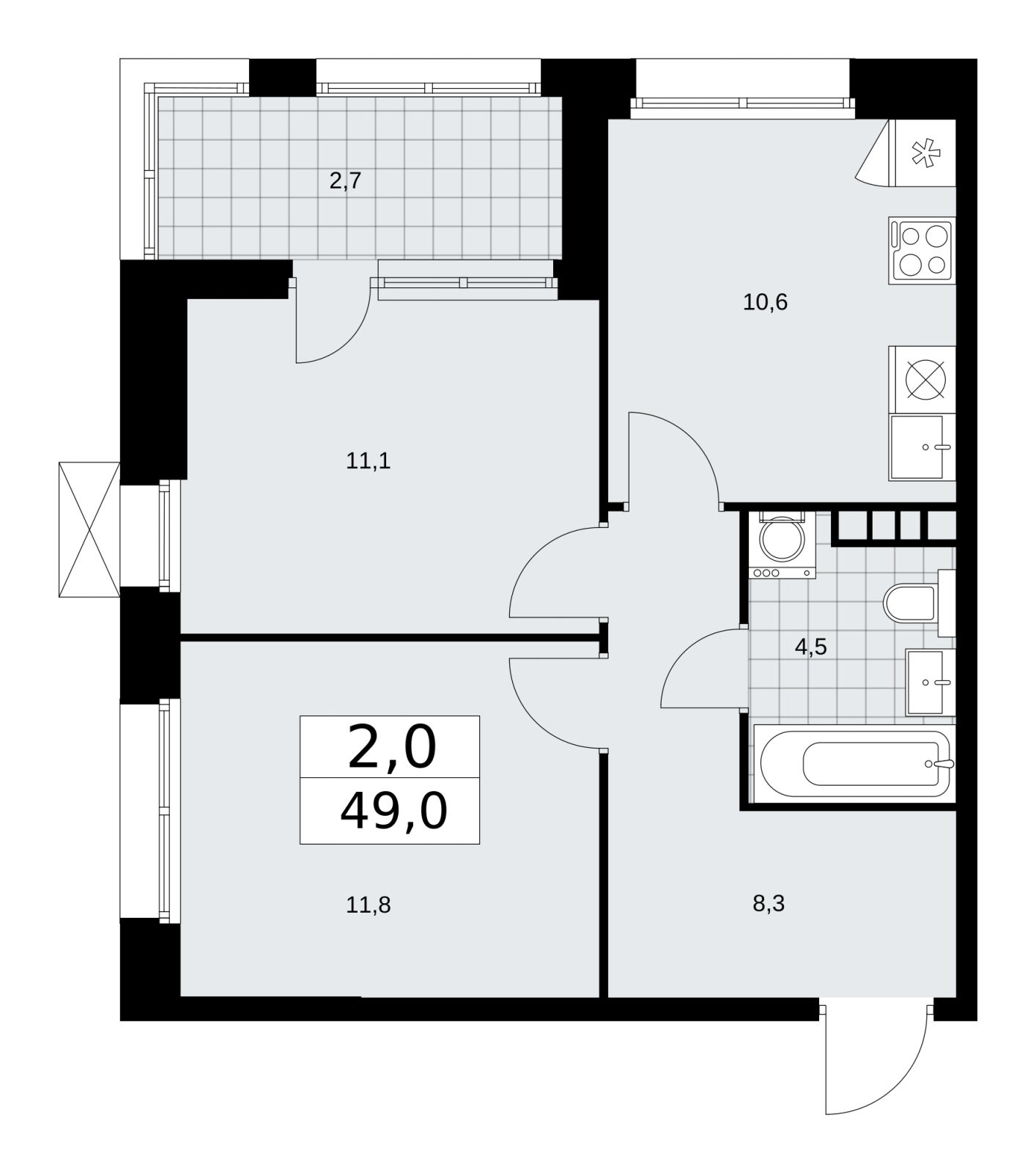 1-комнатная квартира в ЖК VOXHALL на 15 этаже в 1 секции. Сдача в 3 кв. 2025 г.