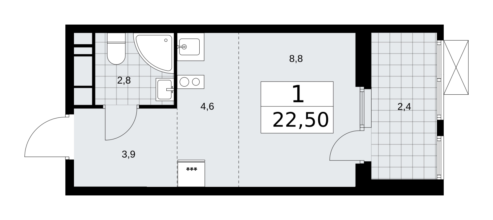 3-комнатная квартира в ЖК VOXHALL на 11 этаже в 4 секции. Сдача в 3 кв. 2025 г.