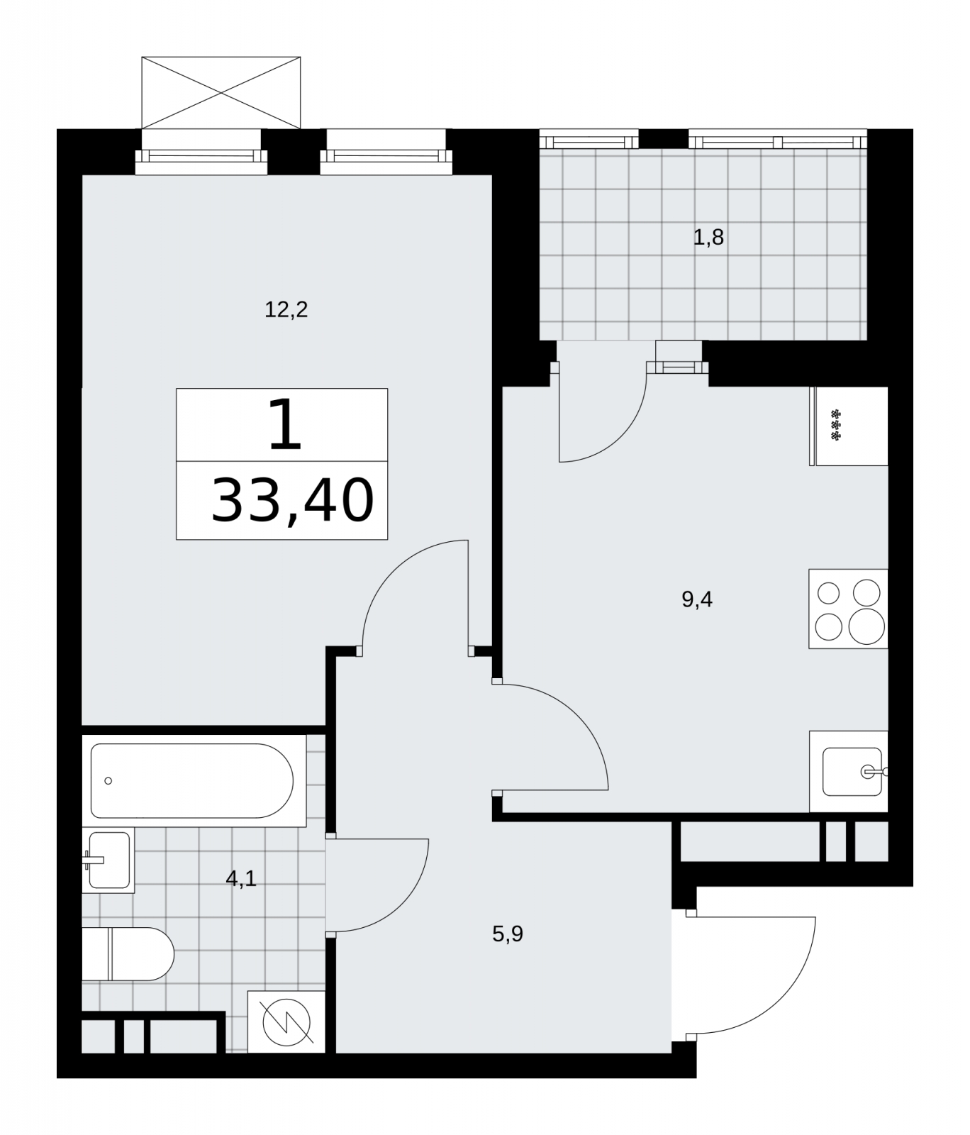 2-комнатная квартира в ЖК Бунинские кварталы на 5 этаже в 1 секции. Сдача в 4 кв. 2025 г.