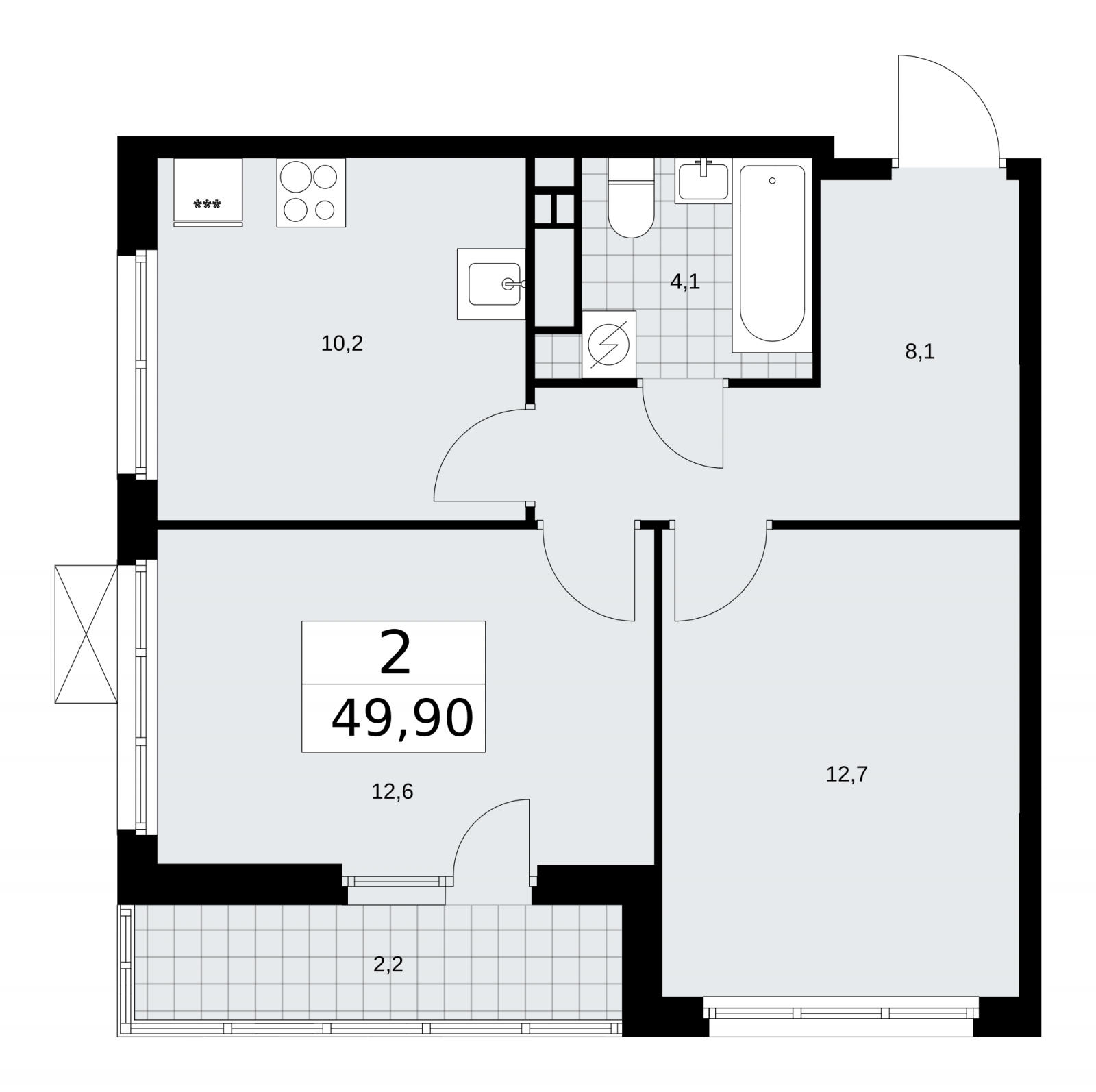 1-комнатная квартира (Студия) с отделкой в ЖК Бунинские кварталы на 9 этаже в 1 секции. Сдача в 1 кв. 2026 г.
