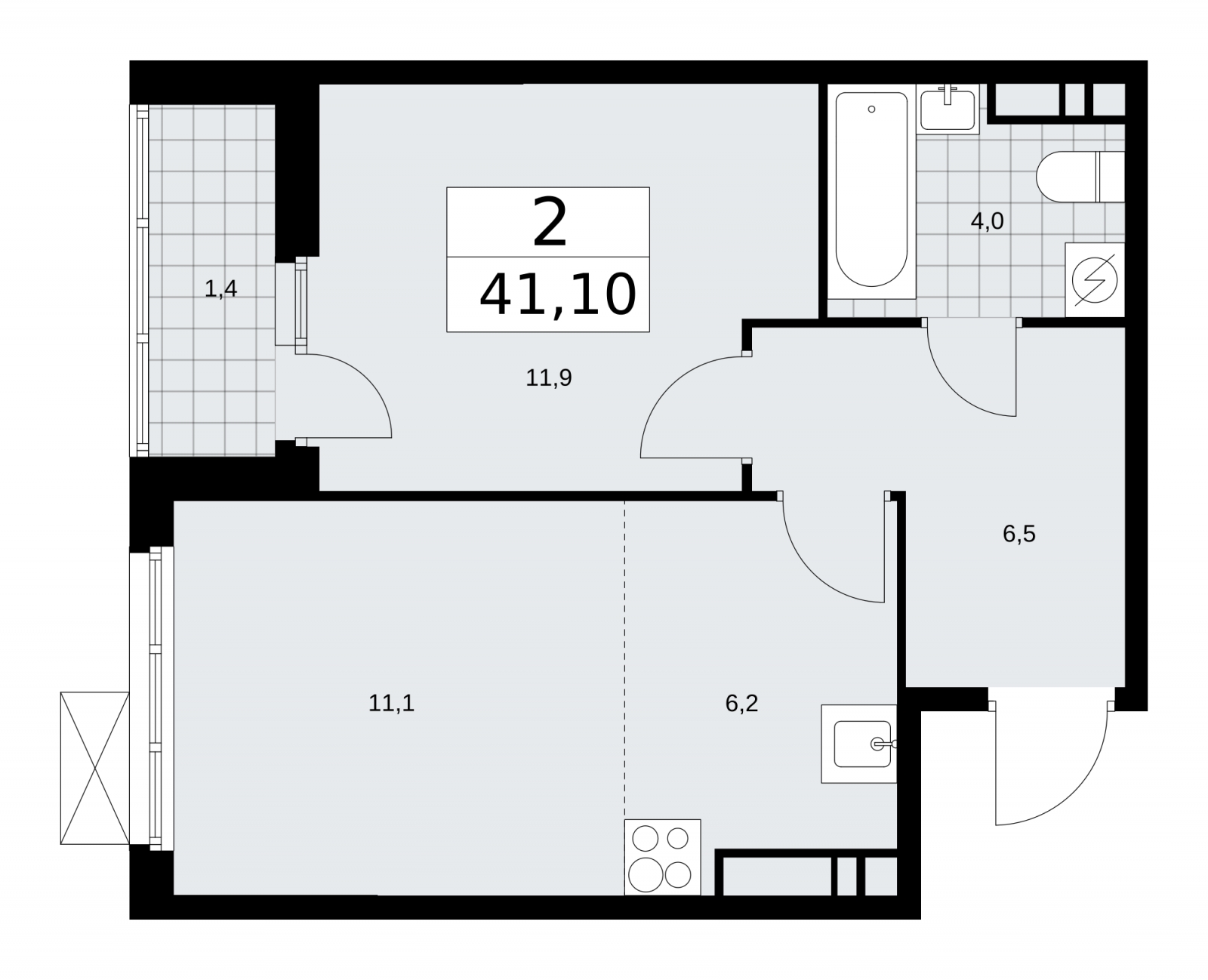 1-комнатная квартира в ЖК Бунинские кварталы на 8 этаже в 1 секции. Сдача в 4 кв. 2025 г.