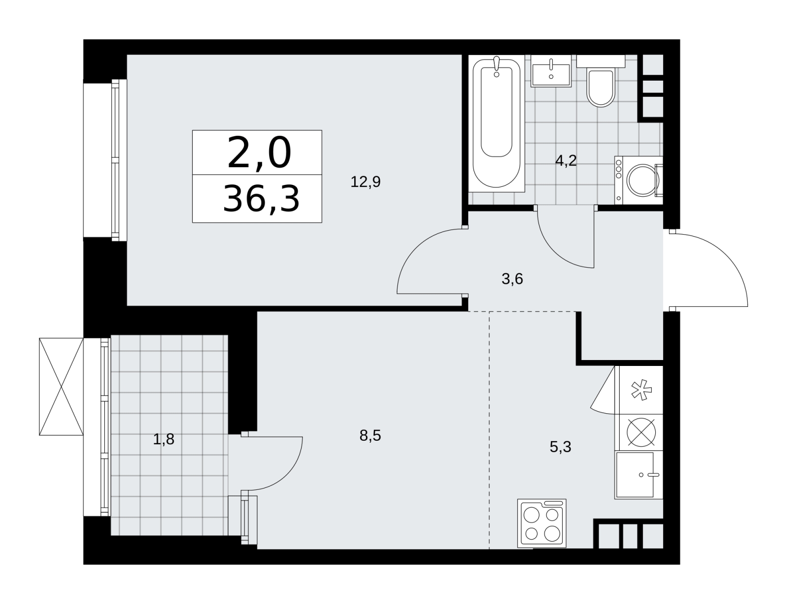4-комнатная квартира в ЖК Бунинские кварталы на 9 этаже в 1 секции. Сдача в 4 кв. 2025 г.