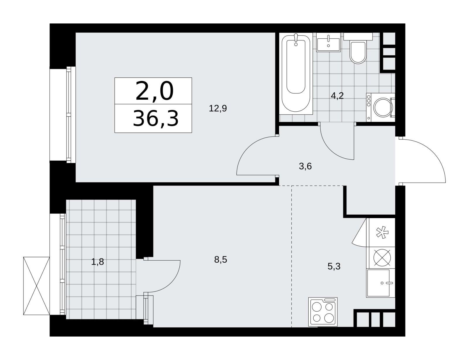 1-комнатная квартира (Студия) с отделкой в ЖК Бунинские кварталы на 16 этаже в 4 секции. Сдача в 4 кв. 2024 г.