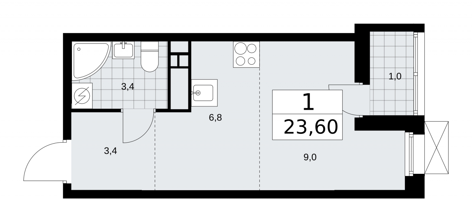1-комнатная квартира с отделкой в ЖК Бунинские кварталы на 15 этаже в 1 секции. Сдача в 4 кв. 2025 г.