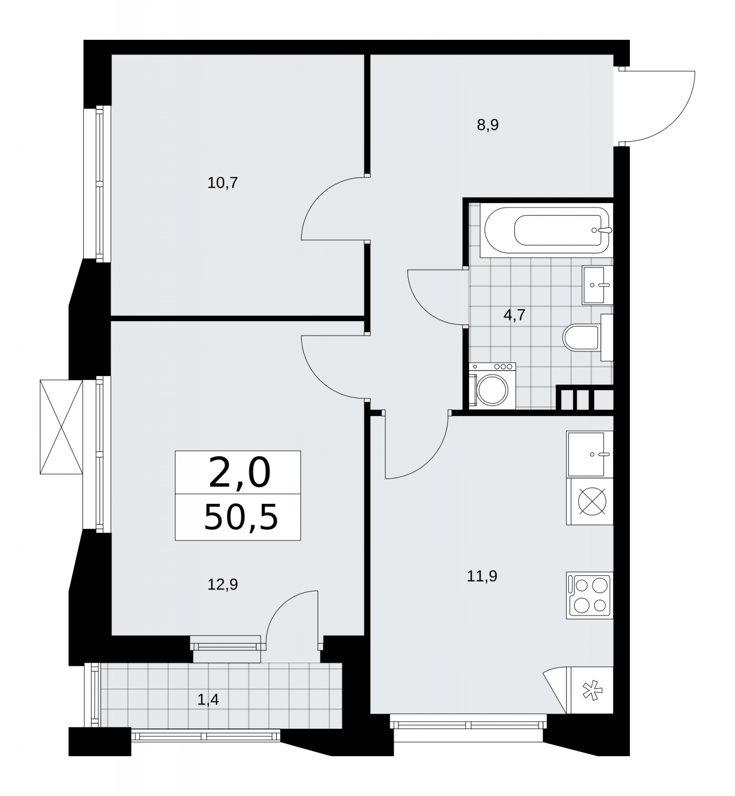 3-комнатная квартира с отделкой в ЖК Бунинские кварталы на 7 этаже в 2 секции. Сдача в 4 кв. 2025 г.