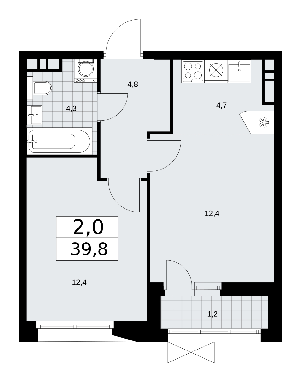3-комнатная квартира в ЖК Бунинские кварталы на 5 этаже в 4 секции. Сдача в 4 кв. 2024 г.