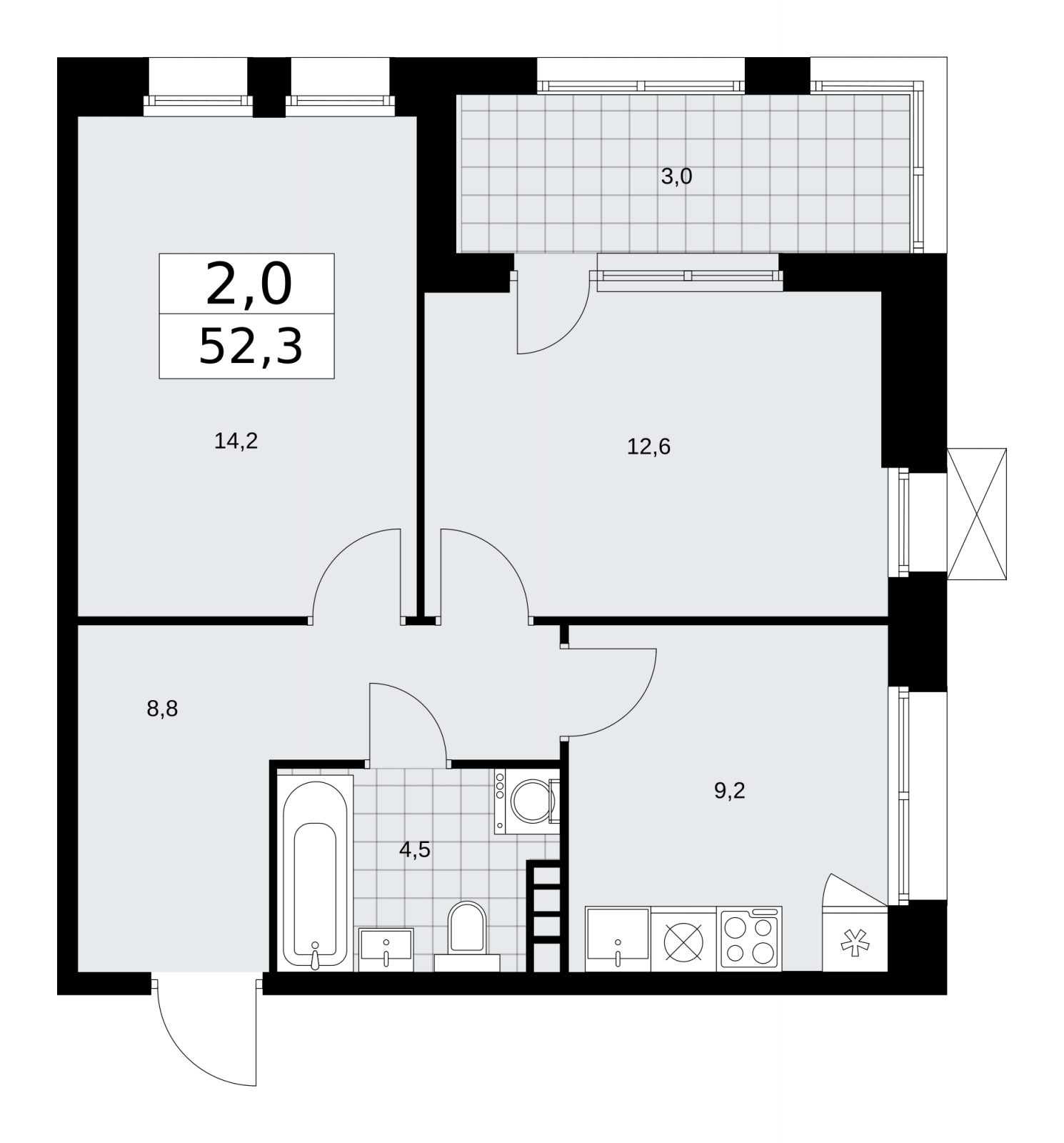 2-комнатная квартира с отделкой в ЖК Бунинские кварталы на 11 этаже в 1 секции. Сдача в 4 кв. 2025 г.