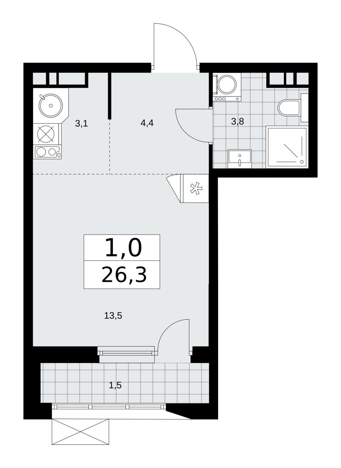 4-комнатная квартира с отделкой в ЖК Бунинские кварталы на 13 этаже в 1 секции. Сдача в 4 кв. 2025 г.
