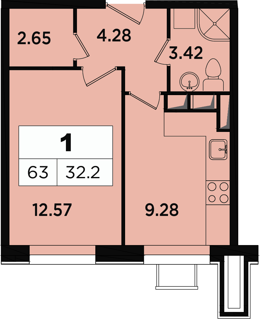 3-комнатная квартира с отделкой в ЖК Микрорайон Домашний на 7 этаже в 7 секции. Дом сдан.