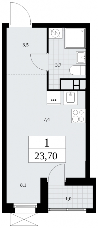 2-комнатная квартира с отделкой в ЖК Новоданиловская 8 на 3 этаже в 1 секции. Сдача в 4 кв. 2022 г.
