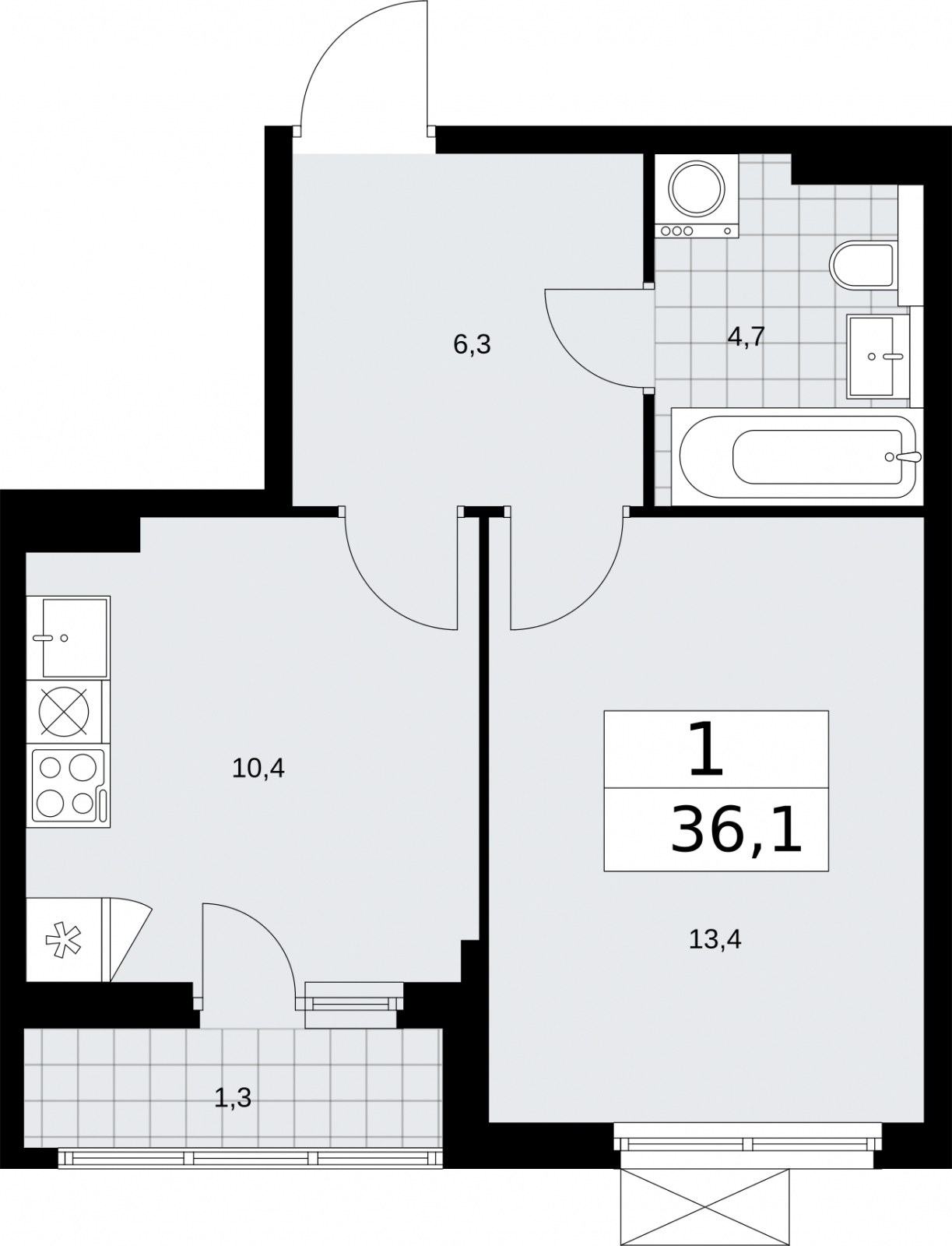 4-комнатная квартира в ЖК Бунинские кварталы на 11 этаже в 1 секции. Сдача в 4 кв. 2025 г.