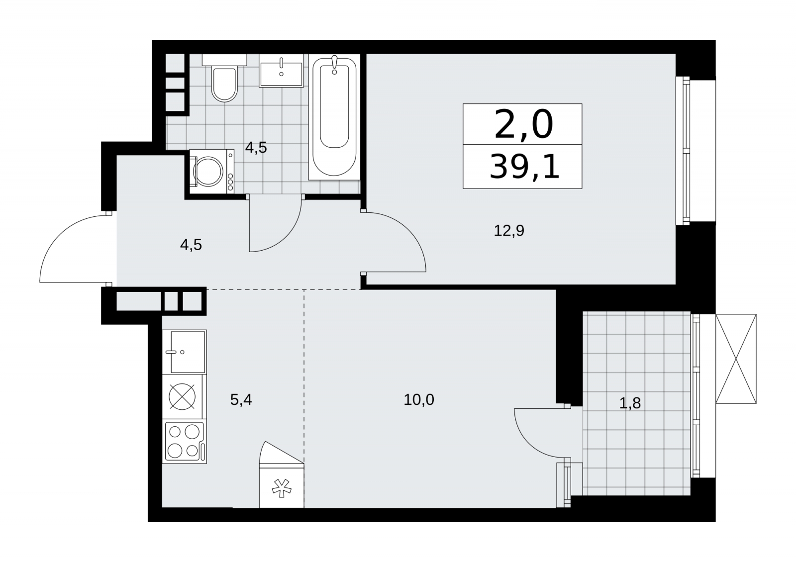 1-комнатная квартира (Студия) с отделкой в ЖК Амурский парк на 29 этаже в 1 секции. Сдача в 3 кв. 2024 г.