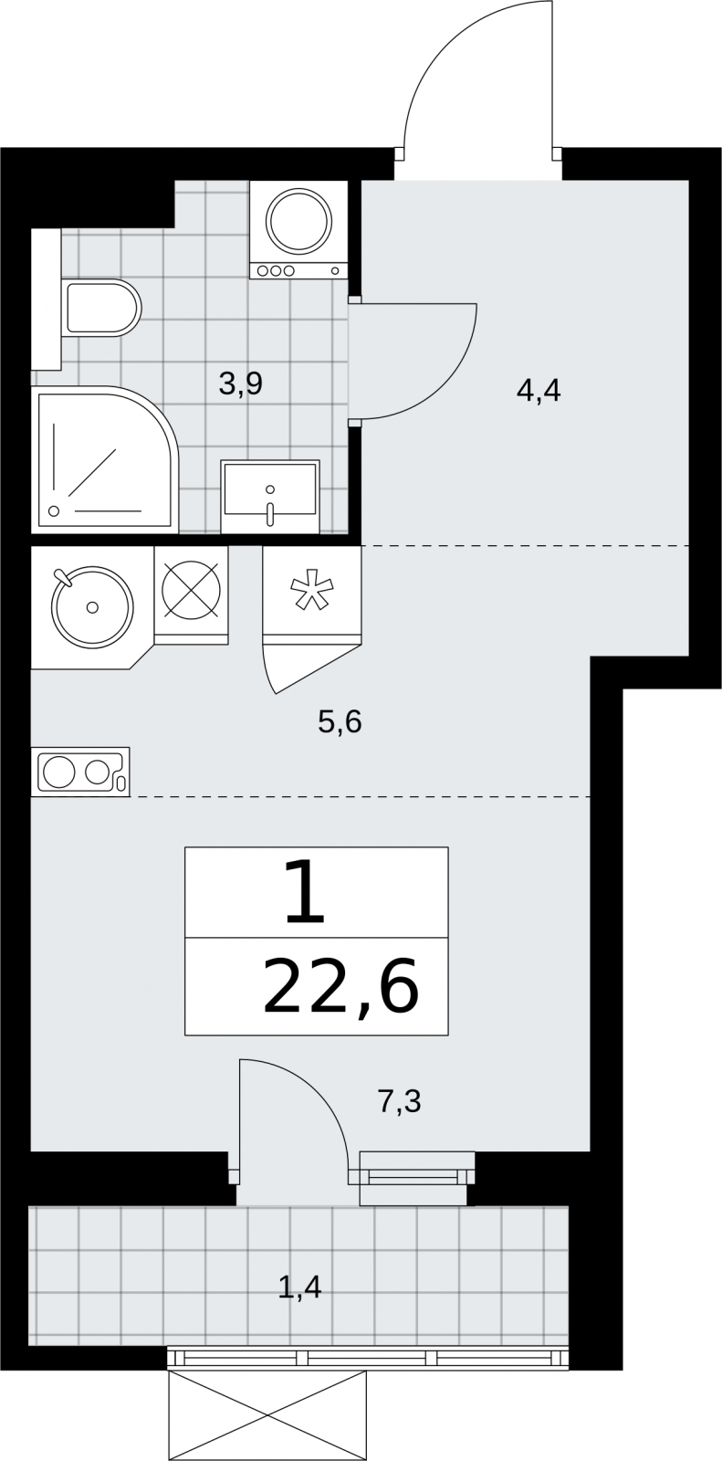 3-комнатная квартира с отделкой в ЖК Бунинские кварталы на 19 этаже в 1 секции. Сдача в 1 кв. 2026 г.