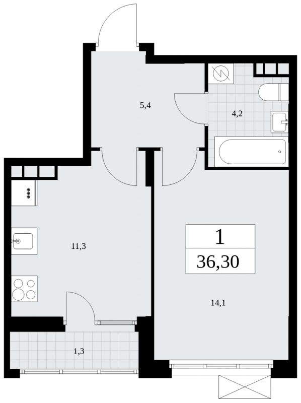 2-комнатная квартира в ЖК AFI Park Воронцовский на 10 этаже в 1 секции. Сдача в 3 кв. 2023 г.