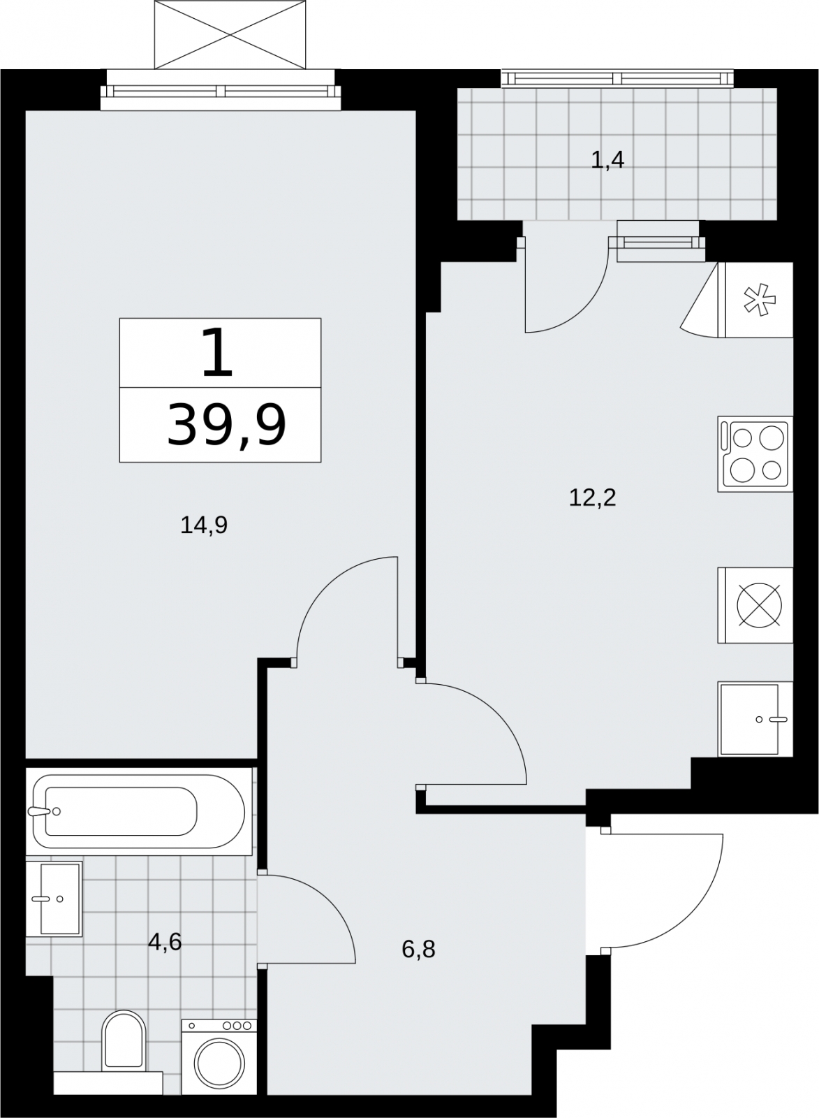 2-комнатная квартира в ЖК Бунинские кварталы на 16 этаже в 1 секции. Сдача в 4 кв. 2025 г.